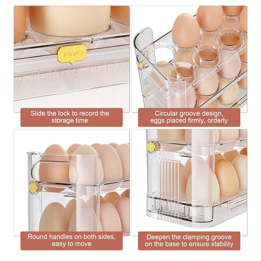 Egg Space Saver Storage Organizer 3 Three Tier Fridge NEW Cottagecore - Picture 10 of 16